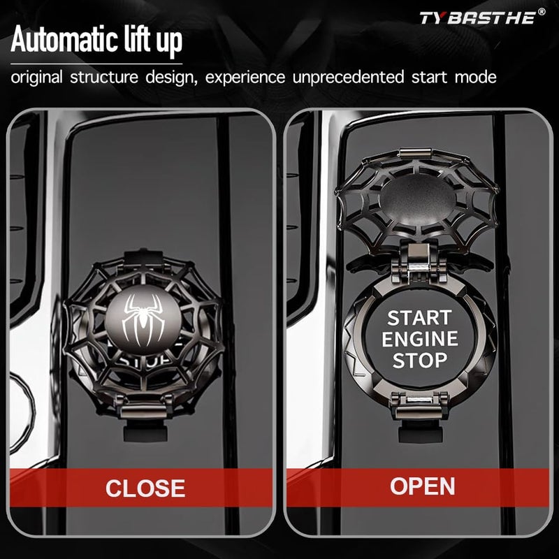 Tybasthe Original | Push Start Button Cover, Spiderman Car Engine Start Stop Button Cover Protector, Cool Car Accessories Interior Decor Sticker Decals Motorcycle Key Ignition Switch Cover, Black - Image 3